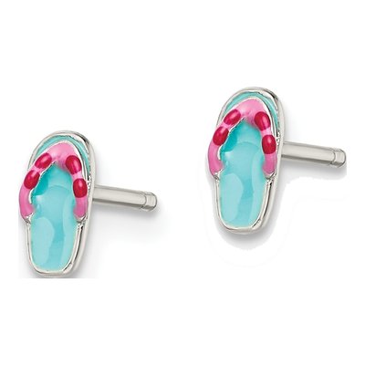 Sterling Silver Girls' Flip Flop Stud Earrings – view 3