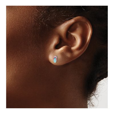 Sterling Silver Girls' Flip Flop Stud Earrings – view 4