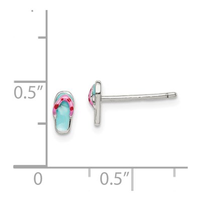 Sterling Silver Girls' Flip Flop Stud Earrings – view 5