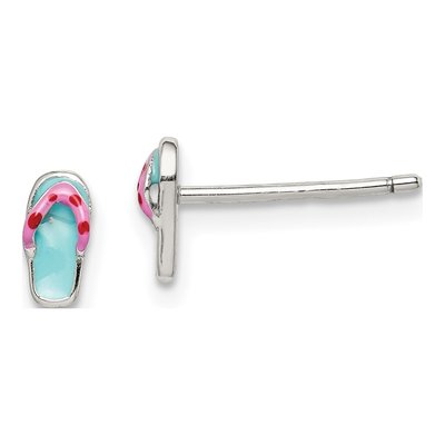 Sterling Silver Girls' Flip Flop Stud Earrings