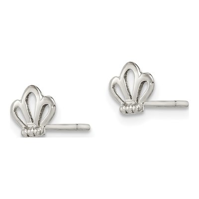 Sterling Silver Girls' Tiara Button Stud Earrings – view 3