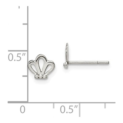 Sterling Silver Girls' Tiara Button Stud Earrings – view 5