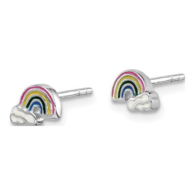 Sterling Silver Girls' Rainbow Cloud Stud Earrings – view 3