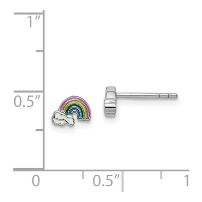 Sterling Silver Girls' Rainbow Cloud Stud Earrings – view 5