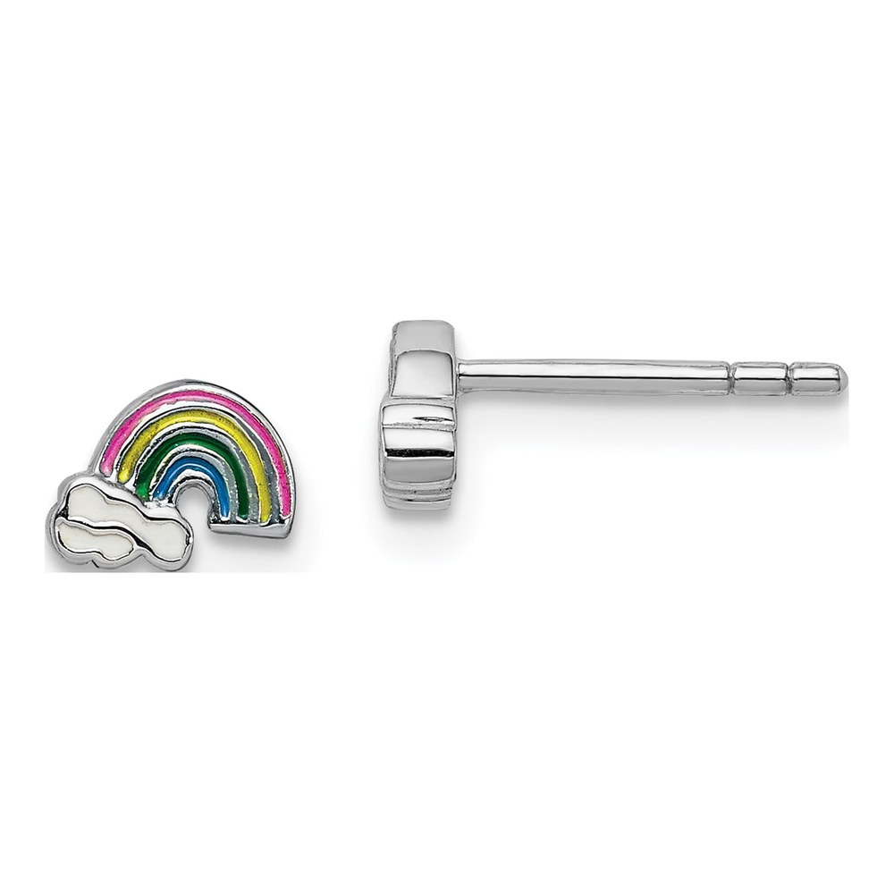 Sterling Silver Girls' Rainbow Cloud Stud Earrings