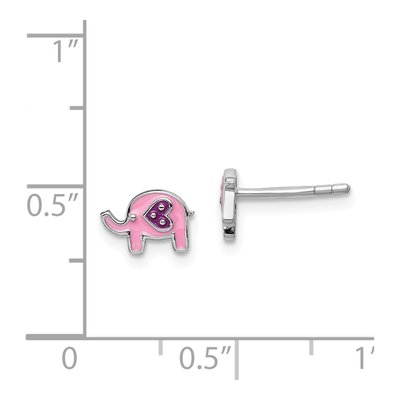 Sterling Silver Girls' Enamel Elephant Stud Earrings – view 5
