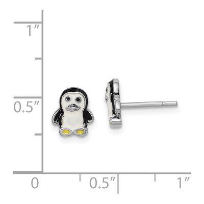 Sterling Silver Enamel Penguin Stud Earrings – view 5