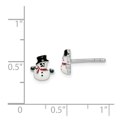Sterling Silver Girls' Enamel Snowman Stud Earrings – view 5