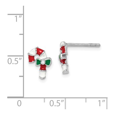 Sterling Silver Girls' Candy Cane Stud Earrings – view 5