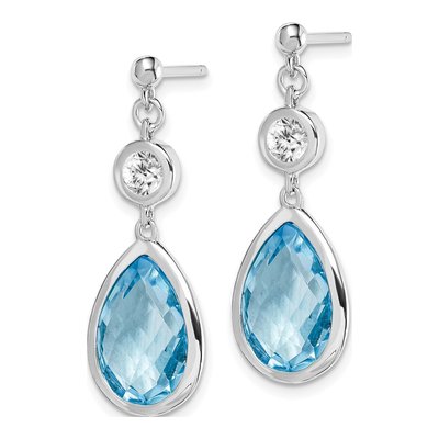 Sterling Silver Sky Blue Topaz & White Topaz Dangle Earrings – view 3