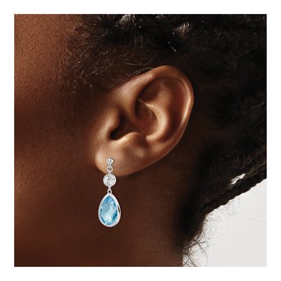 Sterling Silver Sky Blue Topaz & White Topaz Dangle Earrings – view 4