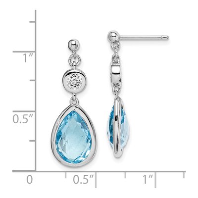 Sterling Silver Sky Blue Topaz & White Topaz Dangle Earrings – view 5