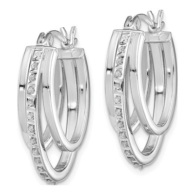 Sterling Silver 26mm Diamond Mystique Hoop Earrings – view 3