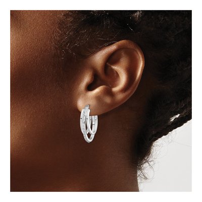 Sterling Silver 26mm Diamond Mystique Hoop Earrings – view 4