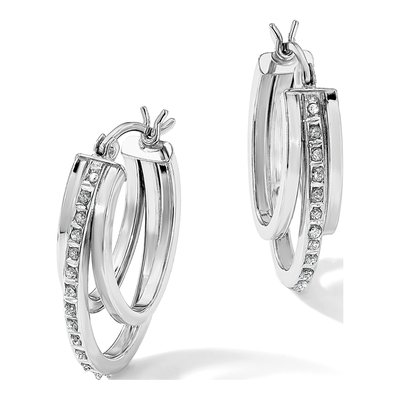 Sterling Silver 26mm Diamond Mystique Hoop Earrings – view 7