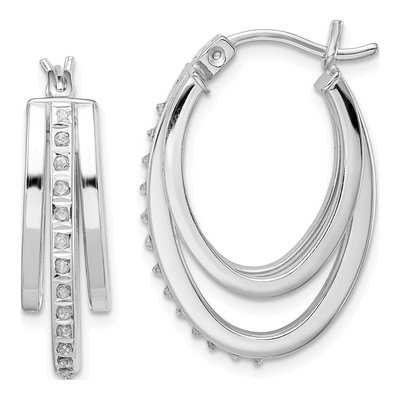 Sterling Silver 26mm Diamond Mystique Hoop Earrings