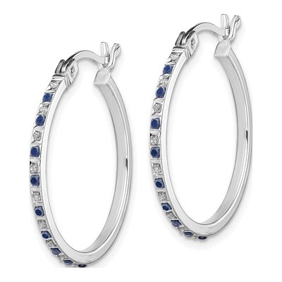 Gold-Plated Sterling Silver 26mm Sapphire Hoop Earrings – view 3