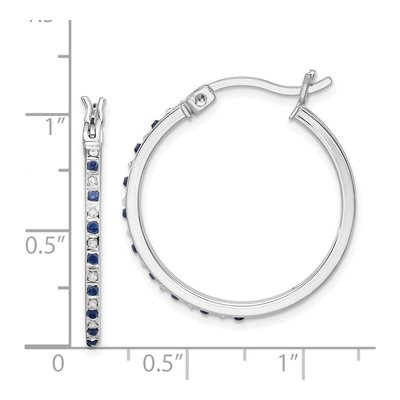 Gold-Plated Sterling Silver 26mm Sapphire Hoop Earrings – view 5