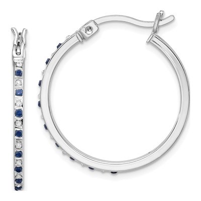 Gold-Plated Sterling Silver 26mm Sapphire Hoop Earrings
