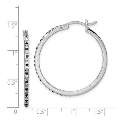 Sterling Silver 35mm Diamond Hoop Earrings – view 5