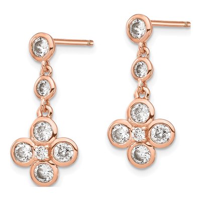 Rose Gold-Plated Sterling Silver CZ Dangle Earrings – view 2