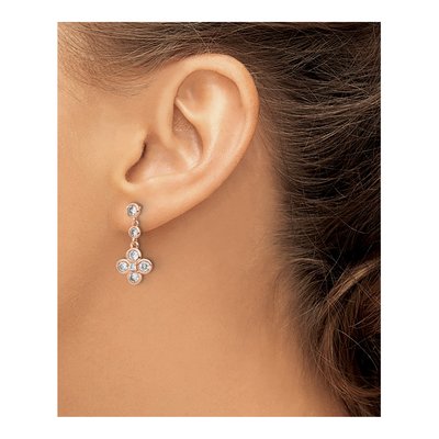 Rose Gold-Plated Sterling Silver CZ Dangle Earrings – view 3
