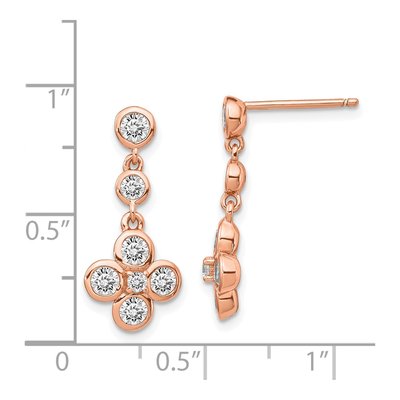 Rose Gold-Plated Sterling Silver CZ Dangle Earrings – view 4