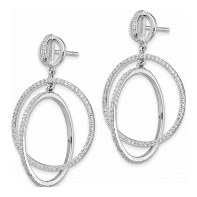 Sterling Silver CZ Circles Dangle Earrings – view 3