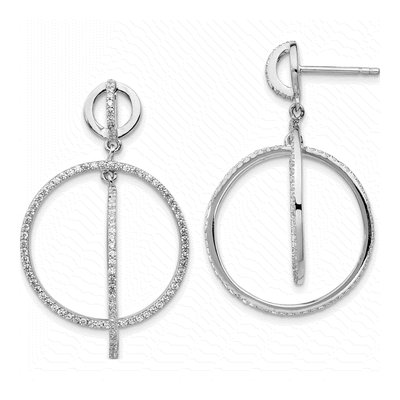 Sterling Silver CZ Circles Dangle Earrings
