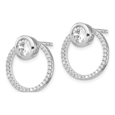 Sterling Silver CZ Circle Dangle Earrings – view 2