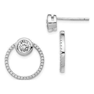 Sterling Silver CZ Circle Dangle Earrings