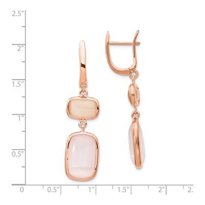 Rose Gold-Plated Sterling Silver Pink Cat's Eye Dangle Earrings – view 4