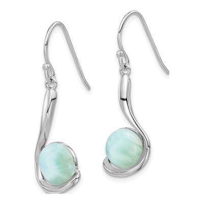 Sterling Silver Larimar Swirl Dangle Earrings – view 3