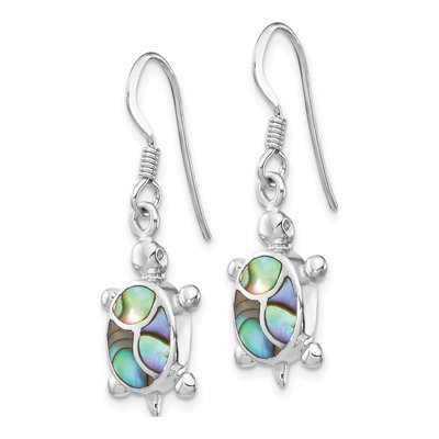 Sterling Silver Abalone Turtle Dangle Earrings – view 3