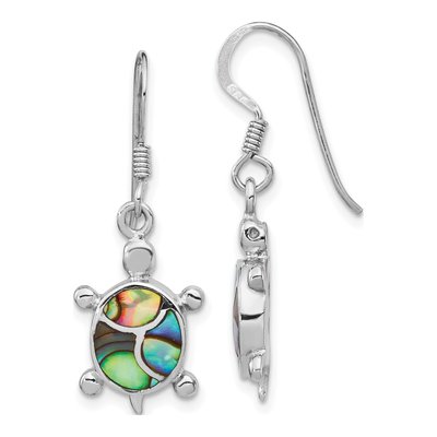 Sterling Silver Abalone Turtle Dangle Earrings