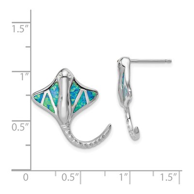 Sterling Silver Lab-Created Opal Stingray Stud Earrings – view 5