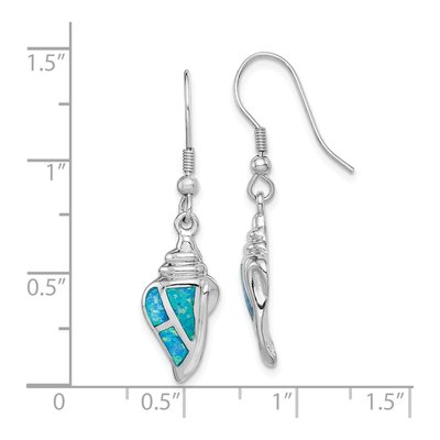 Sterling Silver Lab-Created Opal Seashell Dangle Earrings – view 5