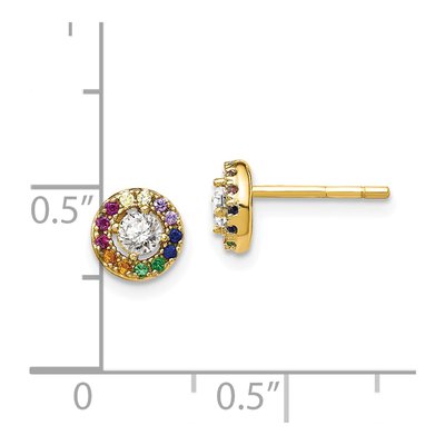 Gold-Plated Sterling Silver Round CZ Circle Stud Earrings – view 5