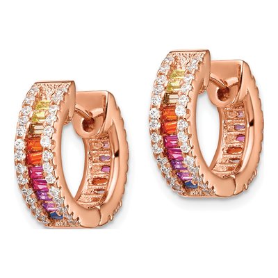 Rose Gold-Plated Sterling Silver 14mm CZ Hoop Earrings – view 3