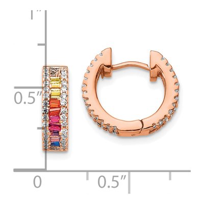Rose Gold-Plated Sterling Silver 14mm CZ Hoop Earrings – view 5