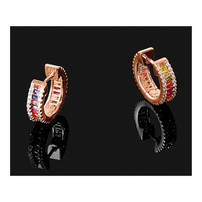 Rose Gold-Plated Sterling Silver 14mm CZ Hoop Earrings – view 6