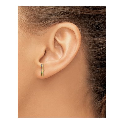 Gold-Plated Sterling Silver Round CZ Colorful Bar Stud Earrings – view 4