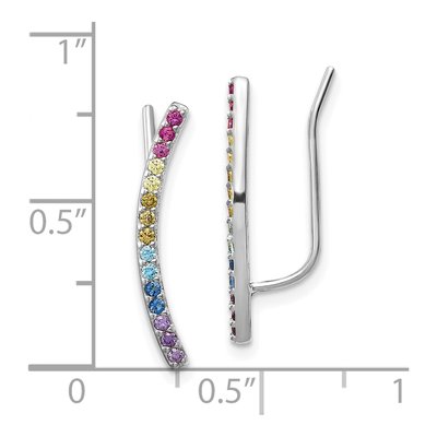 Sterling Silver CZ Multi-Color Ear Climbers Threader Earrings – view 5