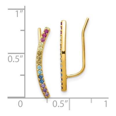Gold-Plated Sterling Silver CZ Ear Climbers Threader Earrings – view 4