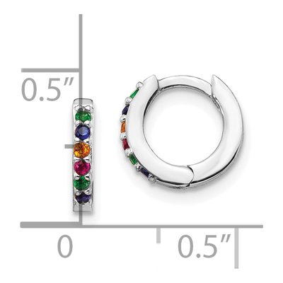 Sterling Silver 9.45mm CZ Multicolor Huggie Hoop Earrings – view 5
