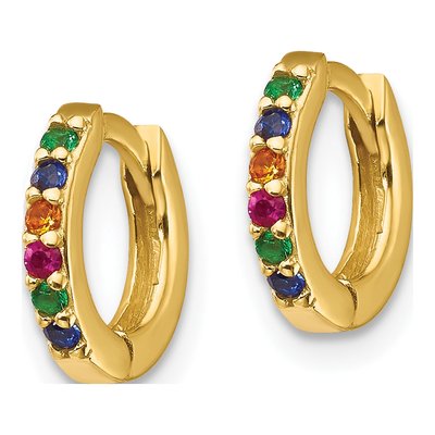 Gold-Plated Sterling Silver 9.45mm CZ Huggie Hoop Earrings – view 3