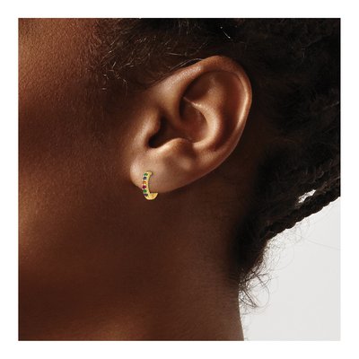 Gold-Plated Sterling Silver 9.45mm CZ Huggie Hoop Earrings – view 4