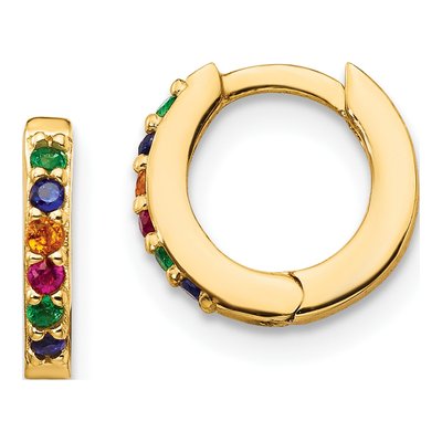 Gold-Plated Sterling Silver 9.45mm CZ Huggie Hoop Earrings