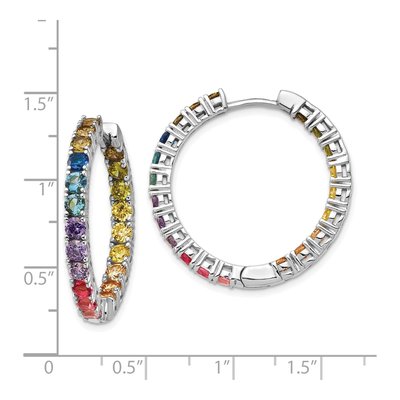 Sterling Silver 29mm CZ Colorful Hoop Earrings – view 5
