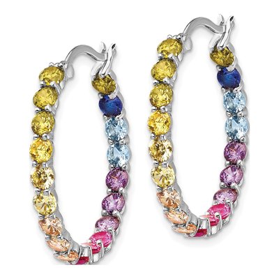 Sterling Silver 26mm CZ Multi-Color Hoop Earrings – view 3